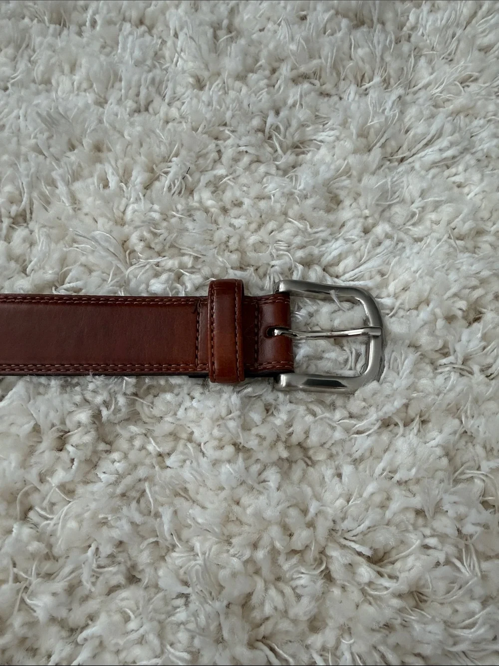Bosca Chestnut Brown Leather Belt with Silver Buckle